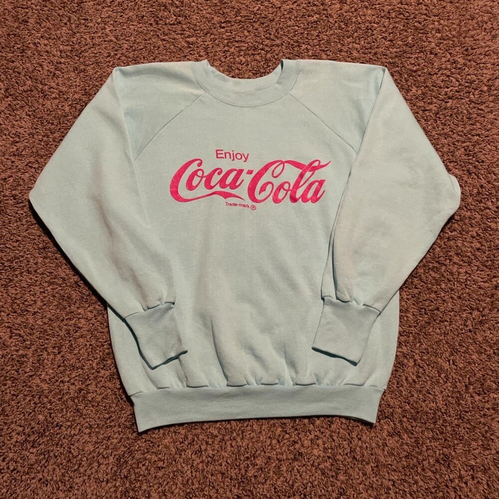 Vintage 90s Coca Cola Light Blue Crewneck Sweatshirt